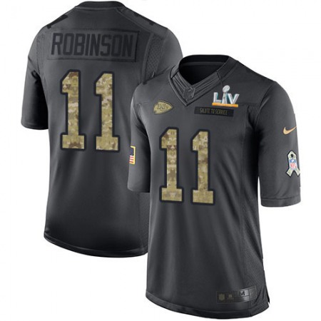 Nike Chiefs #11 Demarcus Robinson Black Men's Super Bowl LV Bound Stitched NFL Limited 2016 Salute to Service Jersey