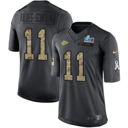 Nike Chiefs #11 Marquez Valdes-Scantling Black Super Bowl LVII Patch Men's Stitched NFL Limited 2016 Salute to Service Jersey