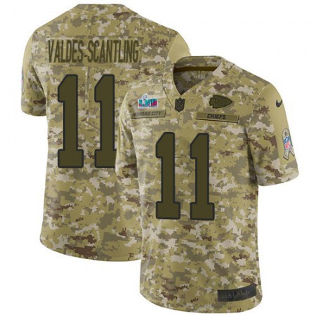 Nike Chiefs #11 Marquez Valdes-Scantling Camo Super Bowl LVII Patch Men's Stitched NFL Limited 2018 Salute To Service Jersey