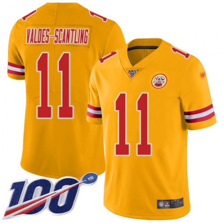 Nike Chiefs #11 Marquez Valdes-Scantling Gold Men's Stitched NFL Limited Inverted Legend 100th Season Jersey