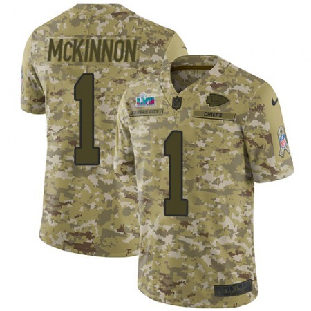Nike Chiefs #1 Jerick McKinnon Camo Super Bowl LVII Patch Men's Stitched NFL Limited 2018 Salute To Service Jersey