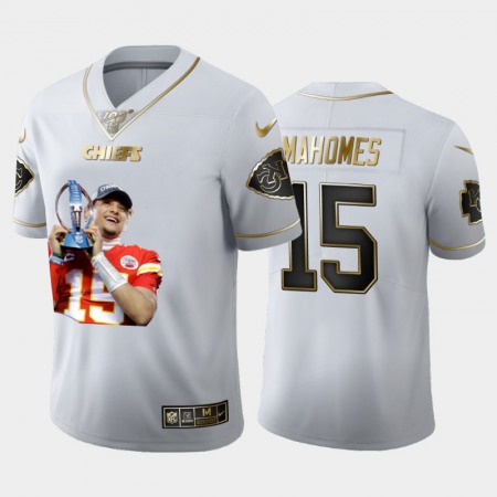 Kansas City Chiefs #15 Patrick Mahomes Nike Team Hero 3 Vapor Limited NFL 100 Jersey White Golden