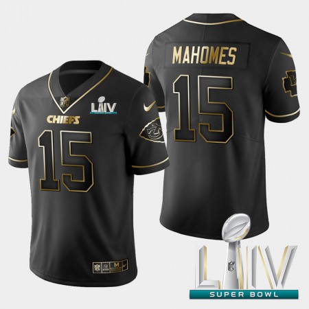 Kansas City Chiefs #15 Patrick Mahomes Vapor Limited Black Golden Super Bowl LIV 2020 Jersey