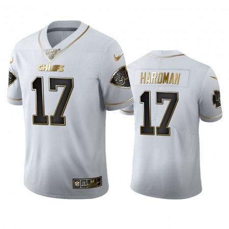 Kansas City Chiefs #17 Mecole Hardman Men's Nike White Golden Edition Vapor Limited NFL 100 Jersey