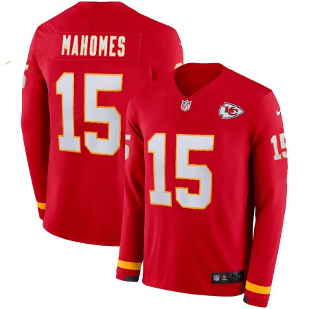 Men's Chiefs #15 Patrick Mahomes Red Team Color Men's Stitched NFL Limited Therma Long Sleeve Jersey