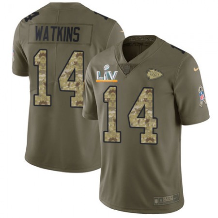 Nike Chiefs #14 Sammy Watkins Olive/Camo Men's Super Bowl LV Bound Stitched NFL Limited 2017 Salute To Service Jersey