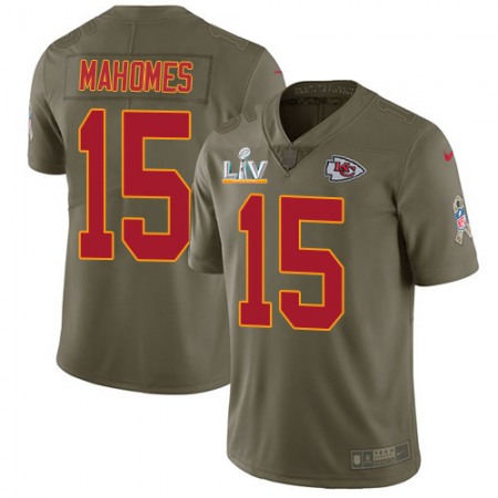 Nike Chiefs #15 Patrick Mahomes Olive Men's Super Bowl LV Bound Stitched NFL Limited 2017 Salute To Service Jersey