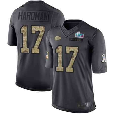 Nike Chiefs #17 Mecole Hardman Black Super Bowl LVII Patch Men's Stitched NFL Limited 2016 Salute to Service Jersey