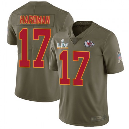 Nike Chiefs #17 Mecole Hardman Olive Men's Super Bowl LV Bound Stitched NFL Limited 2017 Salute To Service Jersey