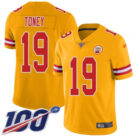 Nike Chiefs #19 Kadarius Toney Gold Men's Stitched NFL Limited Inverted Legend 100th Season Jersey