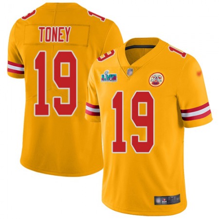 Nike Chiefs #19 Kadarius Toney Gold Super Bowl LVII Patch Men's Stitched NFL Limited Inverted Legend Jersey