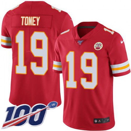 Nike Chiefs #19 Kadarius Toney Red Team Color Men's Stitched NFL 100th Season Vapor Limited Jersey