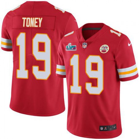 Nike Chiefs #19 Kadarius Toney Red Team Color Super Bowl LVII Patch Men's Stitched NFL Vapor Untouchable Limited Jersey