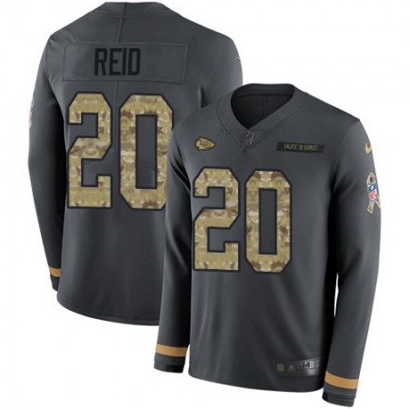 Nike Chiefs #20 Justin Reid Anthracite Salute to Service Men's Stitched NFL Limited Therma Long Sleeve Jersey