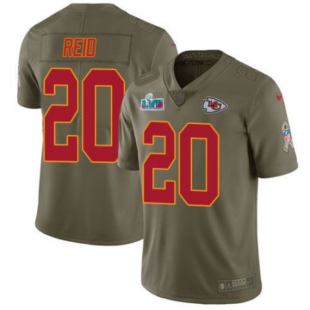 Nike Chiefs #20 Justin Reid Olive Super Bowl LVII Patch Men's Stitched NFL Limited 2017 Salute To Service Jersey