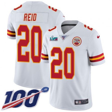 Nike Chiefs #20 Justin Reid White Super Bowl LVII Patch Men's Stitched NFL 100th Season Vapor Limited Jersey