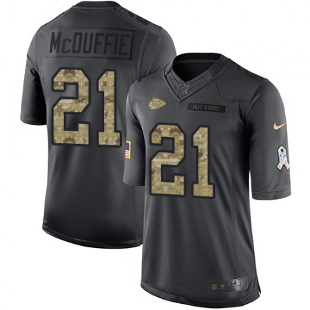 Nike Chiefs #21 Trent McDuffie Black Men's Stitched NFL Limited 2016 Salute to Service Jersey