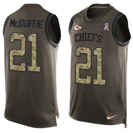 Nike Chiefs #21 Trent McDuffie Green Men's Stitched NFL Limited Salute To Service Tank Top Jersey