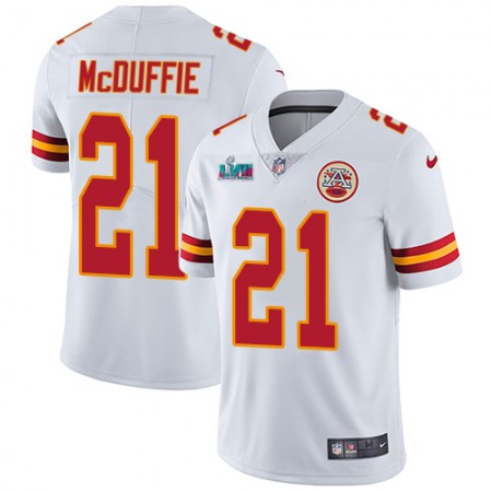 Nike Chiefs #21 Trent McDuffie White Super Bowl LVII Patch Men's Stitched NFL Vapor Untouchable Limited Jersey