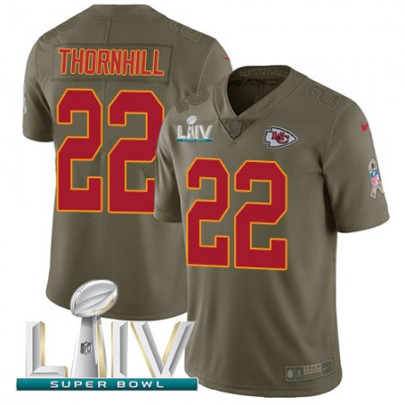 Nike Chiefs #22 Juan Thornhill Olive Super Bowl LIV 2020 Men's Stitched NFL Limited 2017 Salute To Service Jersey