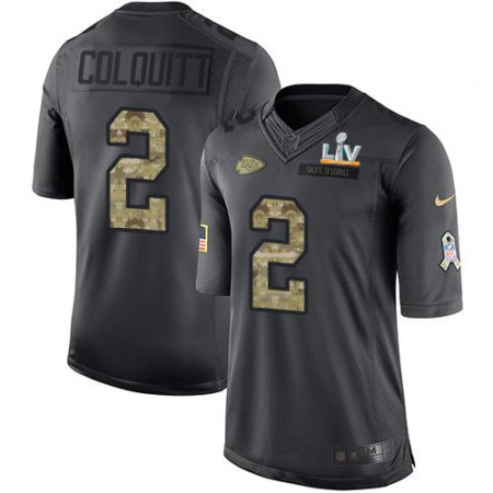 Nike Chiefs #2 Dustin Colquitt Black Men's Super Bowl LV Bound Stitched NFL Limited 2016 Salute to Service Jersey