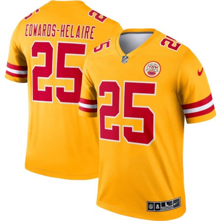 Kansas City Chiefs #25 Clyde Edwards-Helaire Nike Men's Gold Inverted Legend Jersey