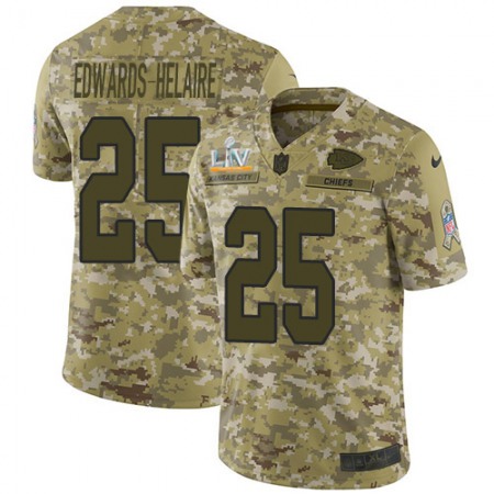 Nike Chiefs #25 Clyde Edwards-Helaire Camo Men's Super Bowl LV Bound Stitched NFL Limited 2018 Salute To Service Jersey