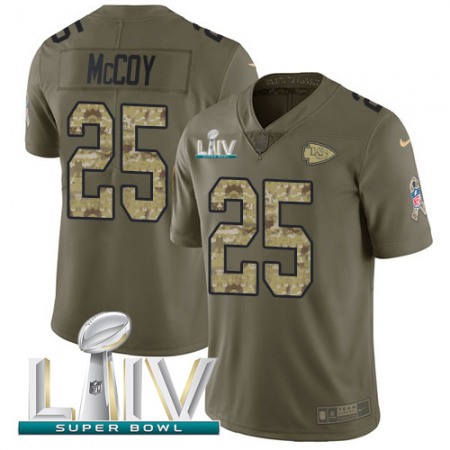 Nike Chiefs #25 LeSean McCoy Olive/Camo Super Bowl LIV 2020 Men's Stitched NFL Limited 2017 Salute To Service Jersey