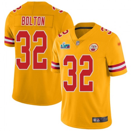 Nike Chiefs #32 Nick Bolton Gold Super Bowl LVII Patch Men's Stitched NFL Limited Inverted Legend Jersey