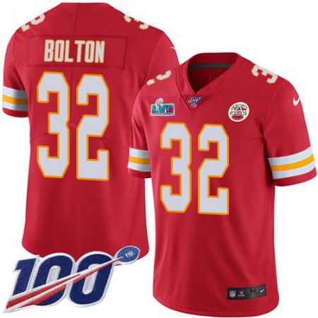 Nike Chiefs #32 Nick Bolton Red Team Color Super Bowl LVII Patch Men's Stitched NFL 100th Season Vapor Limited Jersey