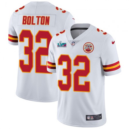 Nike Chiefs #32 Nick Bolton White Super Bowl LVII Patch Men's Stitched NFL Vapor Untouchable Limited Jersey