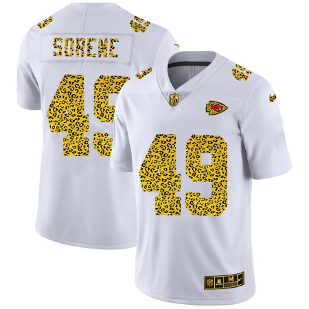 Kansas City Chiefs #49 Daniel Sorensen Men's Nike Flocked Leopard Print Vapor Limited NFL Jersey White