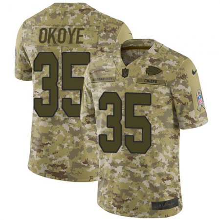 Nike Chiefs #35 Christian Okoye Camo Men's Stitched NFL Limited 2018 Salute To Service Jersey