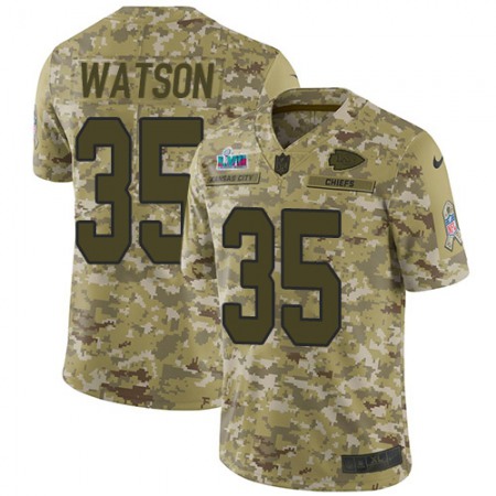 Nike Chiefs #35 Jaylen Watson Camo Super Bowl LVII Patch Men's Stitched NFL Limited 2018 Salute To Service Jersey