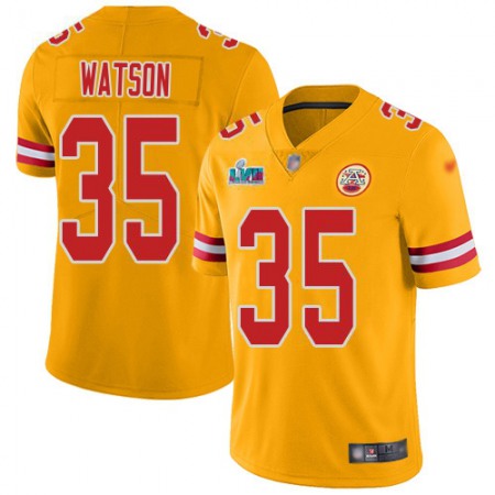 Nike Chiefs #35 Jaylen Watson Gold Super Bowl LVII Patch Men's Stitched NFL Limited Inverted Legend Jersey