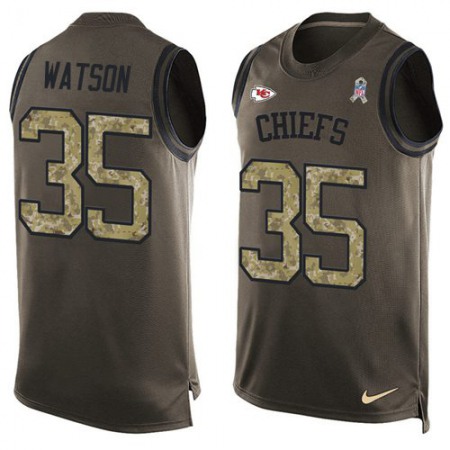 Nike Chiefs #35 Jaylen Watson Green Men's Stitched NFL Limited Salute To Service Tank Top Jersey