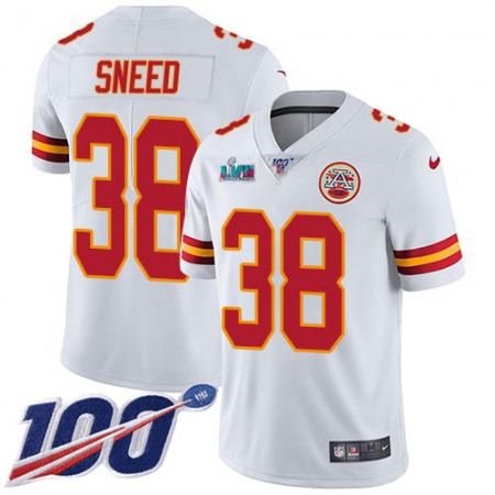 Nike Chiefs #38 L'Jarius Sneed White Super Bowl LVII Patch Men's Stitched NFL 100th Season Vapor Limited Jersey