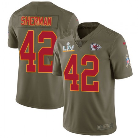Nike Chiefs #42 Anthony Sherman Olive Men's Super Bowl LV Bound Stitched NFL Limited 2017 Salute To Service Jersey