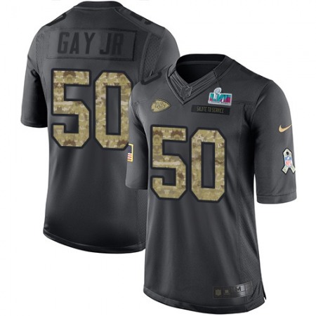 Nike Chiefs #50 Willie Gay Jr. Black Super Bowl LVII Patch Men's Stitched NFL Limited 2016 Salute to Service Jersey