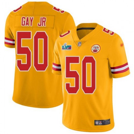 Nike Chiefs #50 Willie Gay Jr. Gold Super Bowl LVII Patch Men's Stitched NFL Limited Inverted Legend Jersey