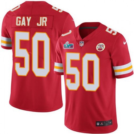 Nike Chiefs #50 Willie Gay Jr. Red Team Color Super Bowl LVII Patch Men's Stitched NFL Vapor Untouchable Limited Jersey
