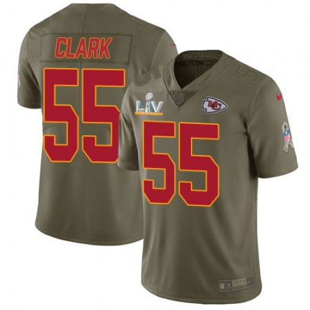 Nike Chiefs #55 Frank Clark Olive Men's Super Bowl LV Bound Stitched NFL Limited 2017 Salute To Service Jersey