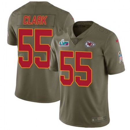 Nike Chiefs #55 Frank Clark Olive Super Bowl LVII Patch Men's Stitched NFL Limited 2017 Salute To Service Jersey