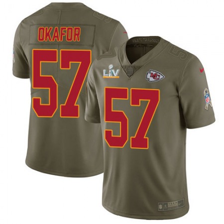 Nike Chiefs #57 Alex Okafor Olive Men's Super Bowl LV Bound Stitched NFL Limited 2017 Salute To Service Jersey