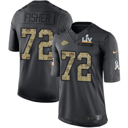 Nike Chiefs #72 Eric Fisher Black Men's Super Bowl LV Bound Stitched NFL Limited 2016 Salute to Service Jersey