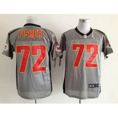 Nike Chiefs #72 Eric Fisher Grey Shadow Men's Stitched NFL Elite Jersey