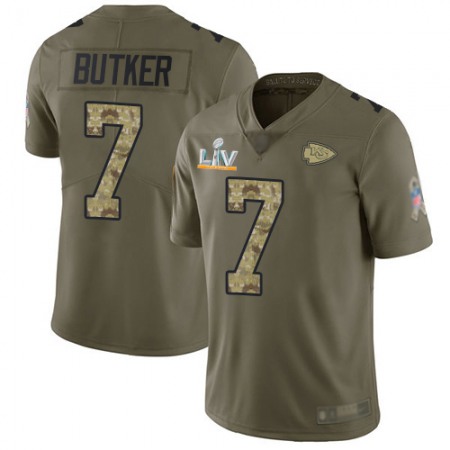 Nike Chiefs #7 Harrison Butker Olive/Camo Super Bowl LVII Patch Men's Stitched NFL Limited 2017 Salute To Service Jersey