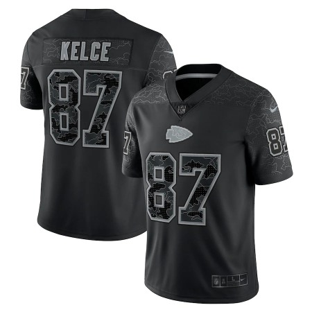 Kansas City Chiefs #87 Travis Kelce Black Men's Nike NFL Black Reflective Limited Jersey