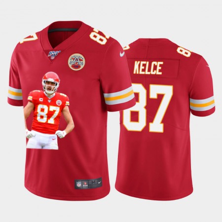 Kansas City Chiefs #87 Travis Kelce Nike Team Hero 7 Vapor Limited NFL 100 Jersey Red