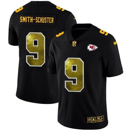 Kansas City Chiefs #9 JuJu Smith-Schuster Men's Black Nike Golden Sequin Vapor Limited NFL Jersey